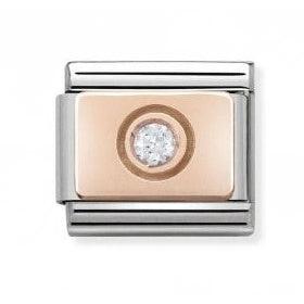Composable Classic & stainless steel 9ct Rose Couture+ Circle  & White cz