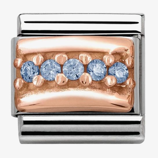 Composable Classic & stainless steel 9ct Rose Couture+ Blue cz