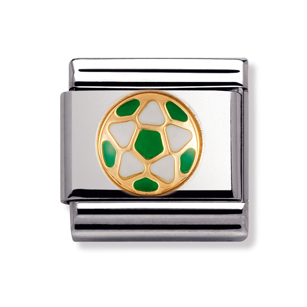 Composable Classic, stainless steel & 18k Sport -White and green football-Enamel