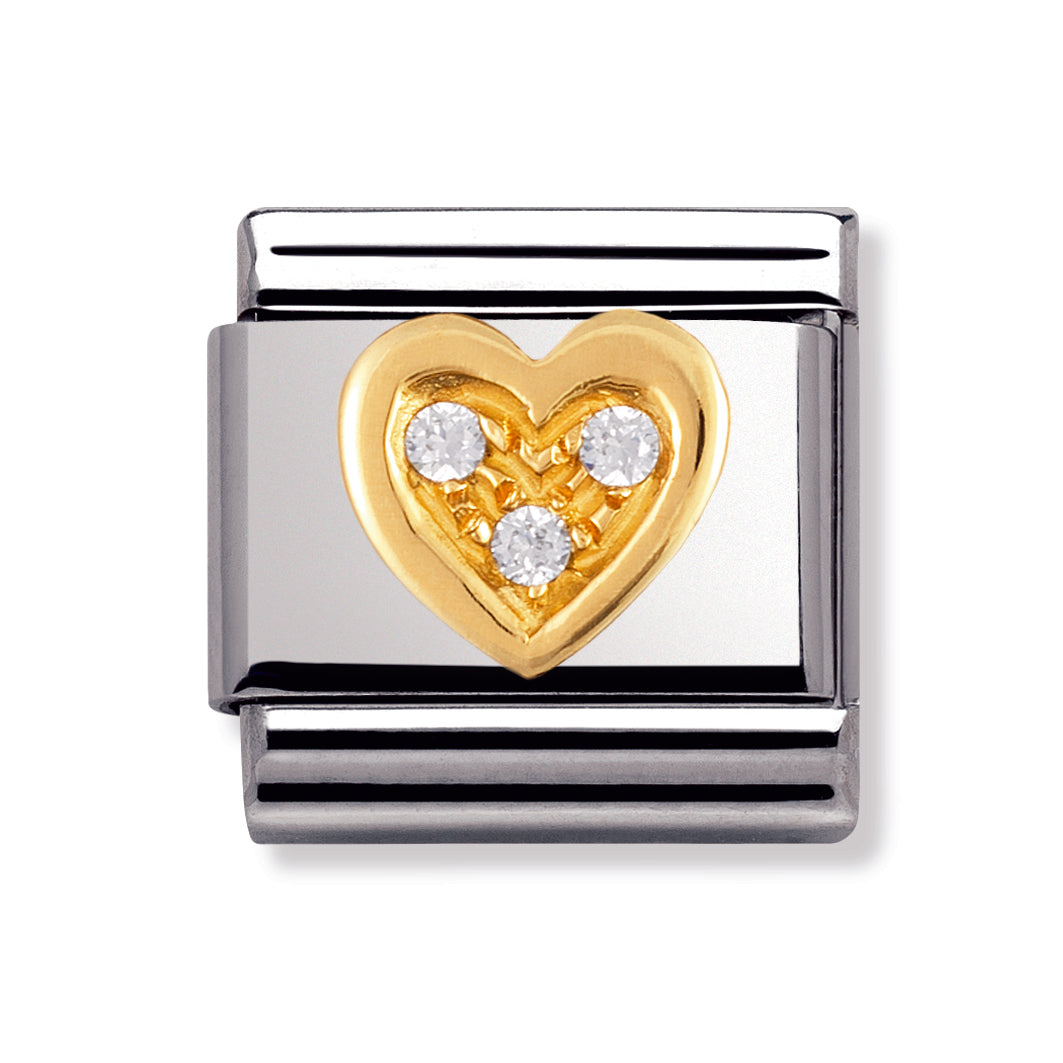 Composable Classic Love In Stainless Steel With 18k Gold And Cubic Zirconia (White Heart)
