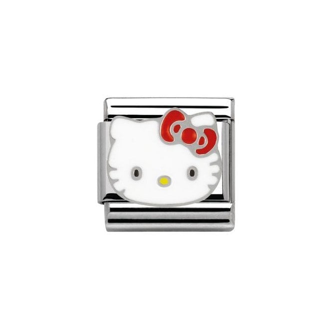 Composable Classic  stainless steel bracelet (18 links) plus one Hello Kitty Enamel link Red bow (23