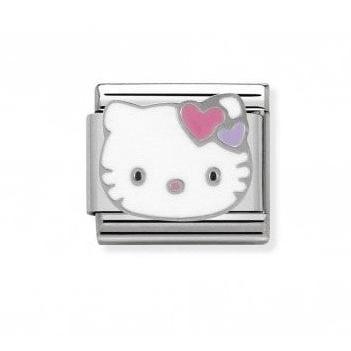 Composable Classic  stainless steel bracelet (18 links) plus 3 Hello Kitty Enamel links ;  pink butt