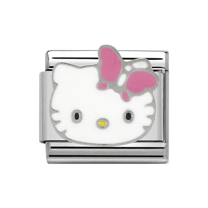 Composable Classic  stainless steel bracelet (18 links) plus 3 Hello Kitty Enamel links ;  pink butt