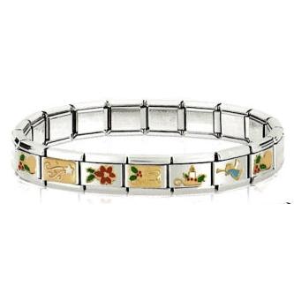 Composable Classic, stainless steel & 18k gold with Enamel, Christmas Bracelet