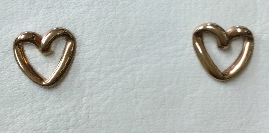 9ct Rose Gold Ribbon Hrt Stud