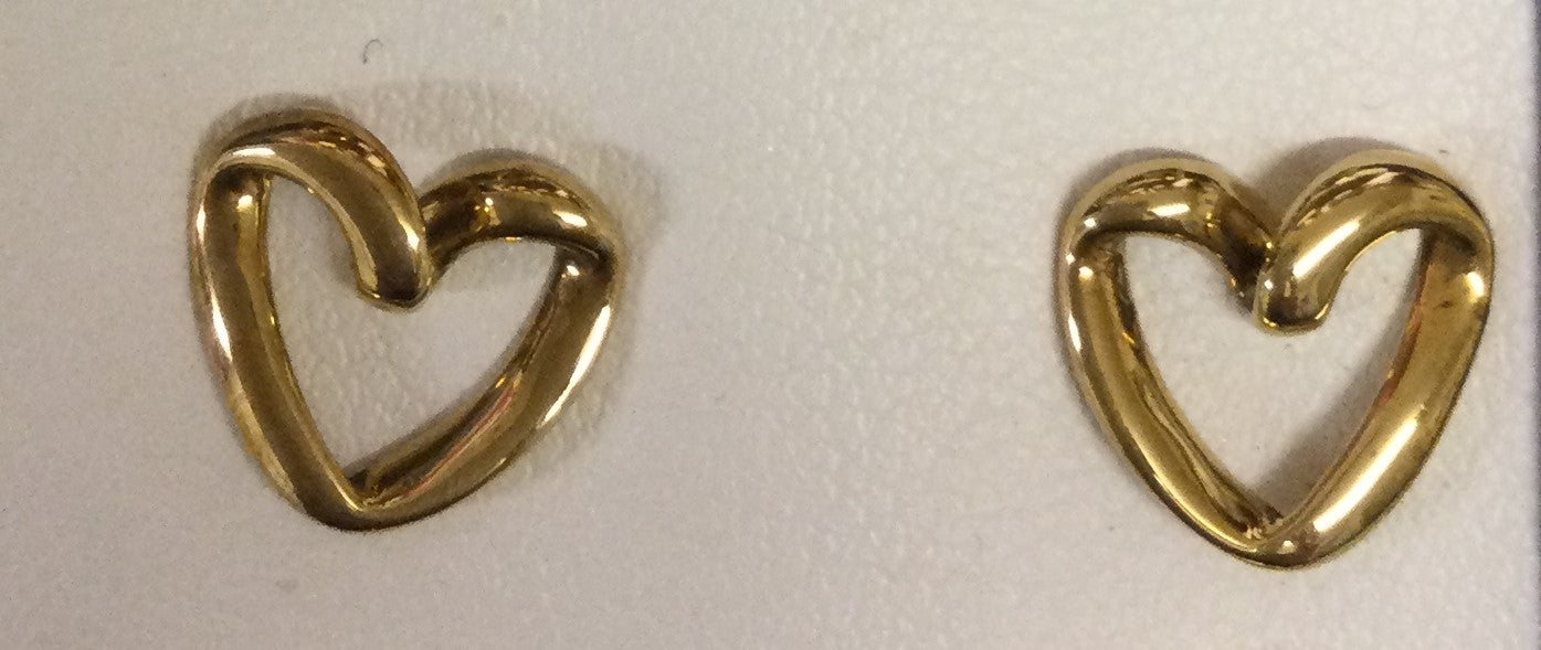 9ct Yellow Gold Ribbon Hrt Stud