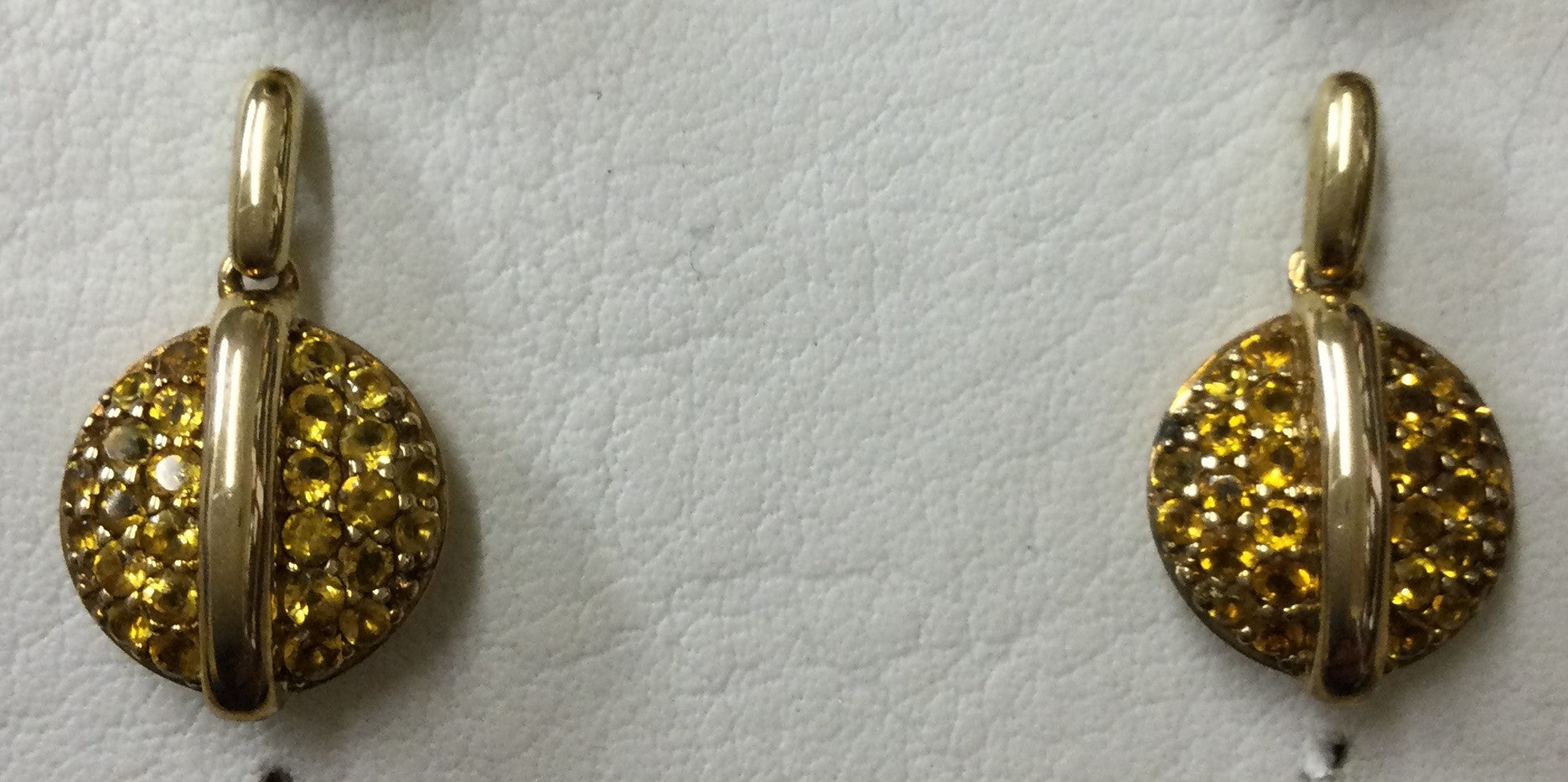 9ct Yellow Gold Citr Rnd Pave Studs
