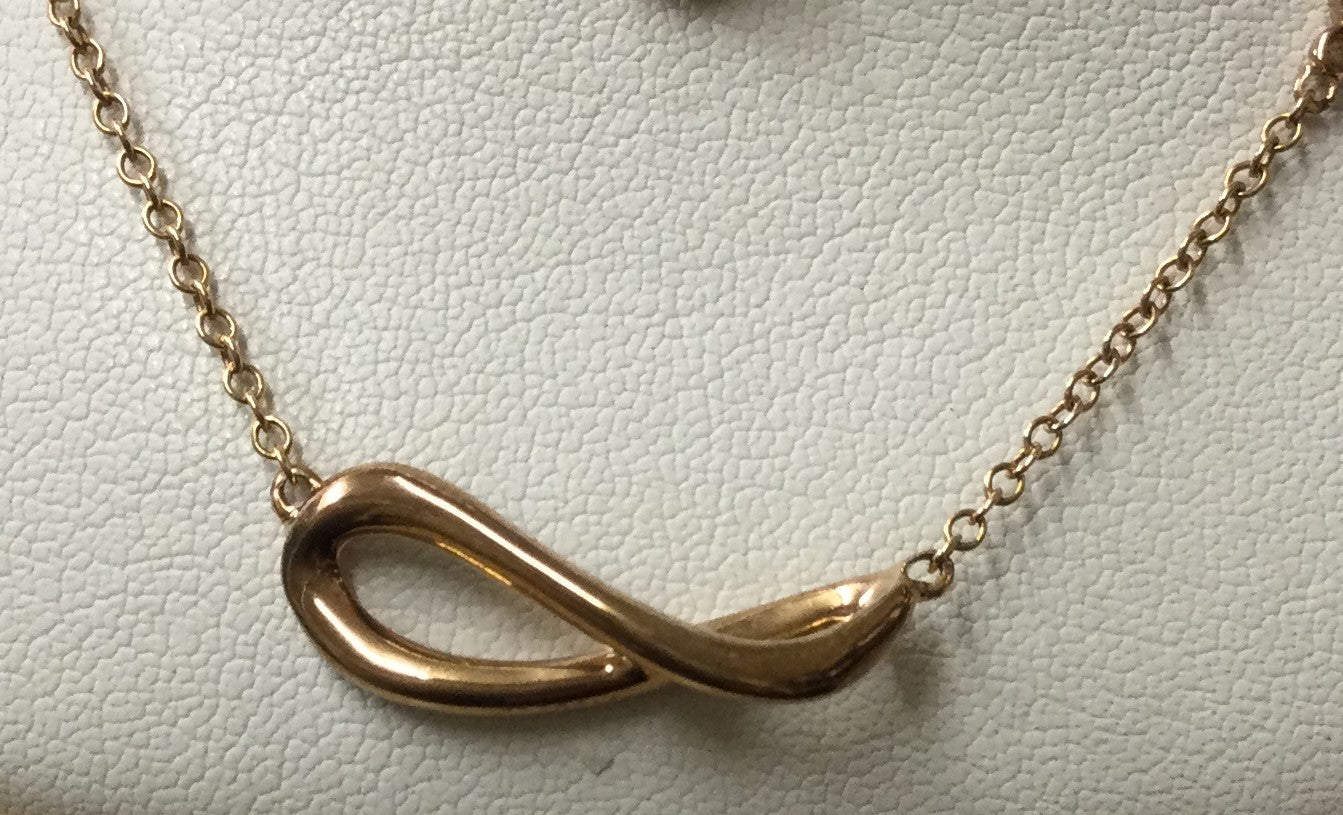 9ct Rose Gold Dia Infinity Pndt+Ch