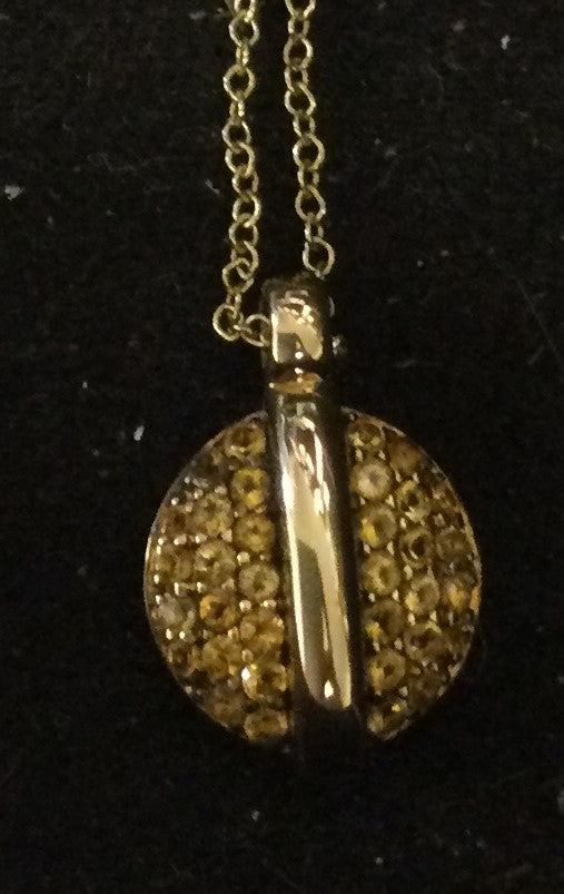 9ct Yellow Gold Citr Rnd Pave + Chn