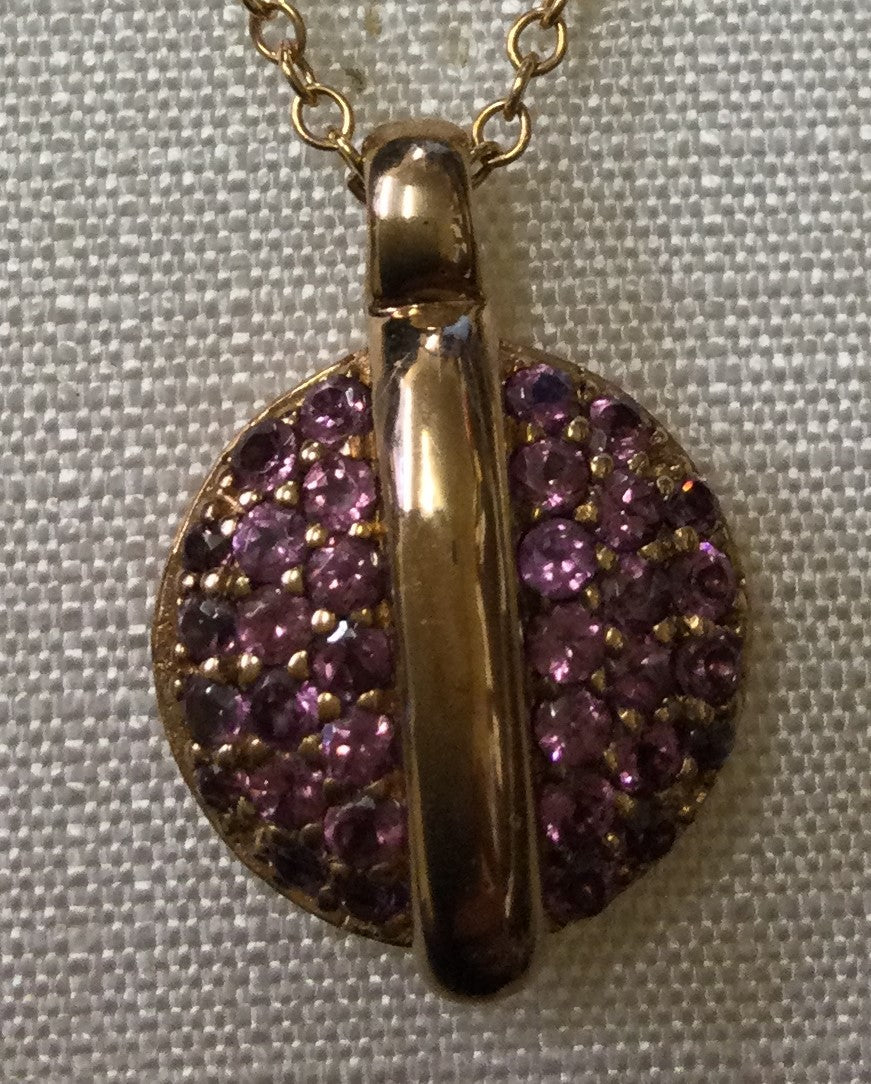 9ct Rose Gold Rhod Rnd Pave + Chn