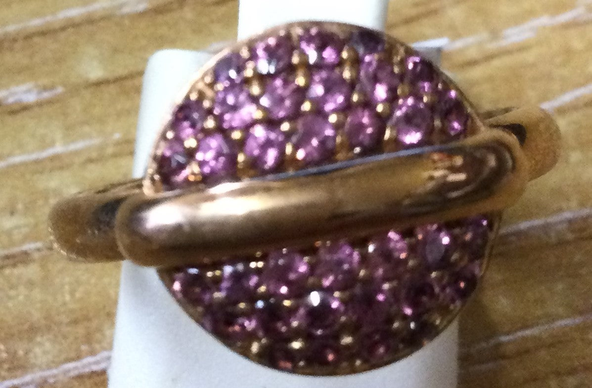 9ct Rose Gold Rhod Rnd Pave Ring