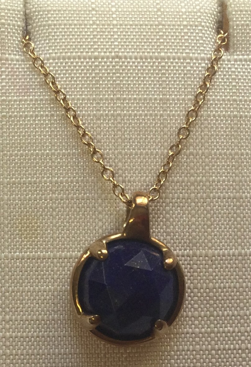 9ct Yellow Gold Dk Blu Lapis +Chn