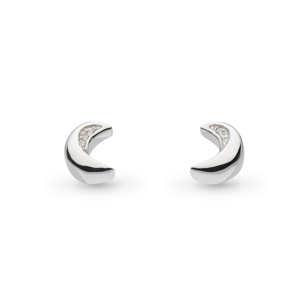 Silver Miniatures Moonlight Cubic Zirconia Pave Set Stud Earrings