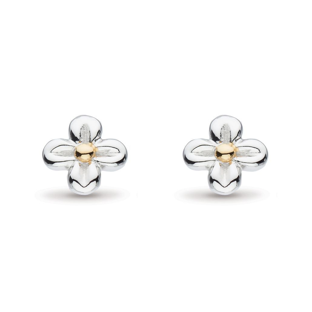 Silver & Yellow Gold Plated Blossom Flyte Honey Flower Stud Earrings