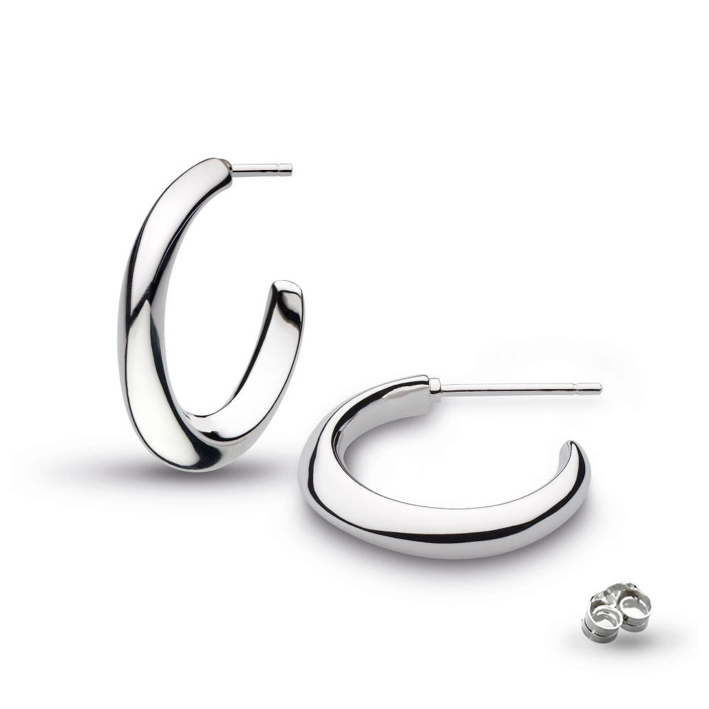 Silver Bevel Cirque Midi Hoop Earrings
