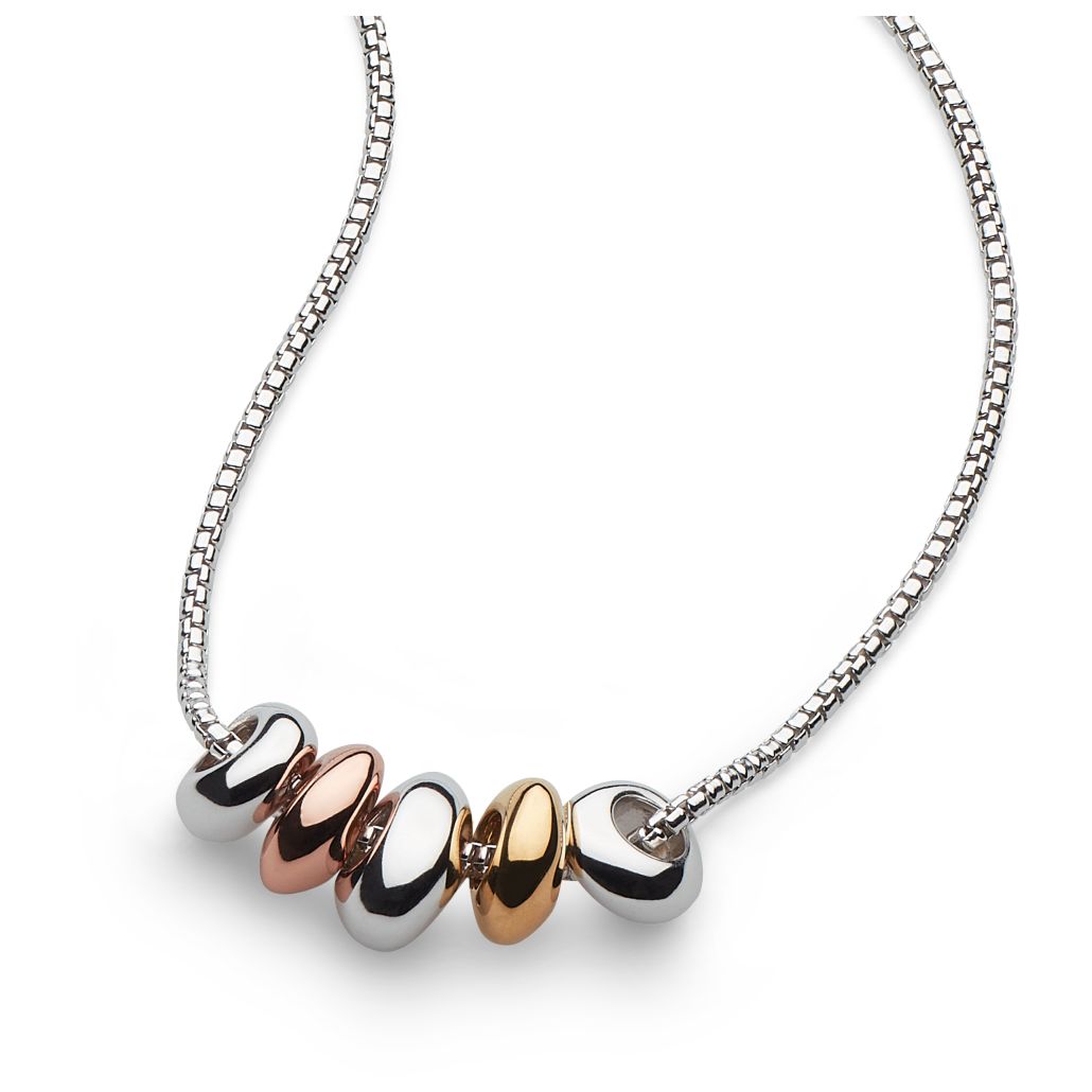 Silver & Yellow and Rose Gold Plated Coast Tumble Golden Necklace