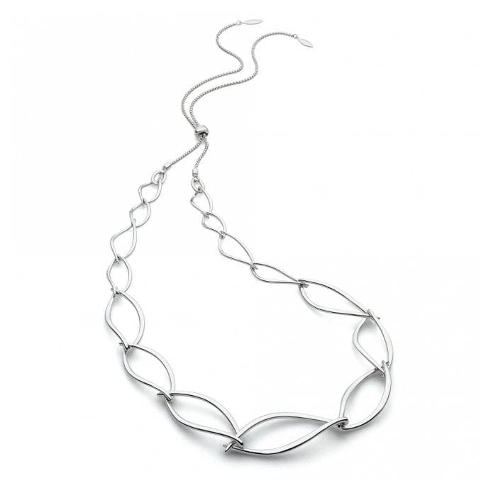 Silver Entwine Twine Twist Statement Toggle Necklace