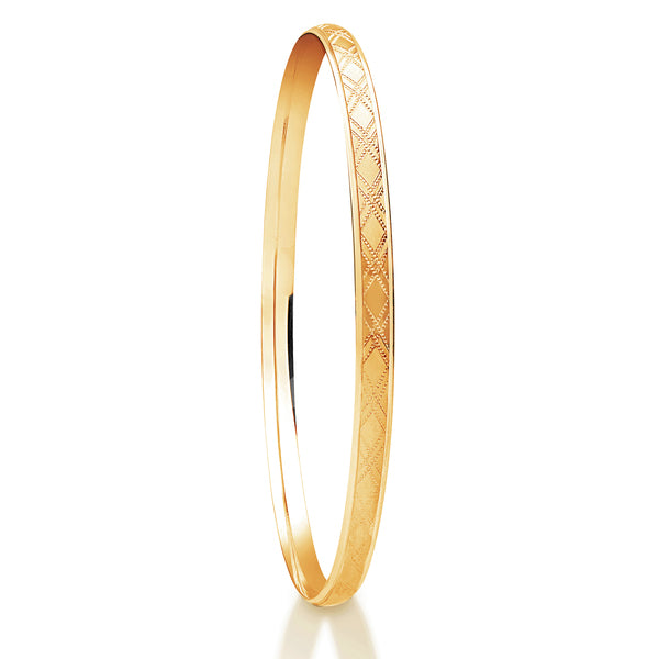 Silver and 9 carat yellow gold coated 5mm Heavy Court Bangle