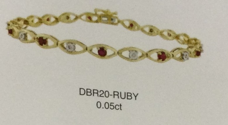 9ct Yellow Gold 11ruby/11dia-Ovl Link