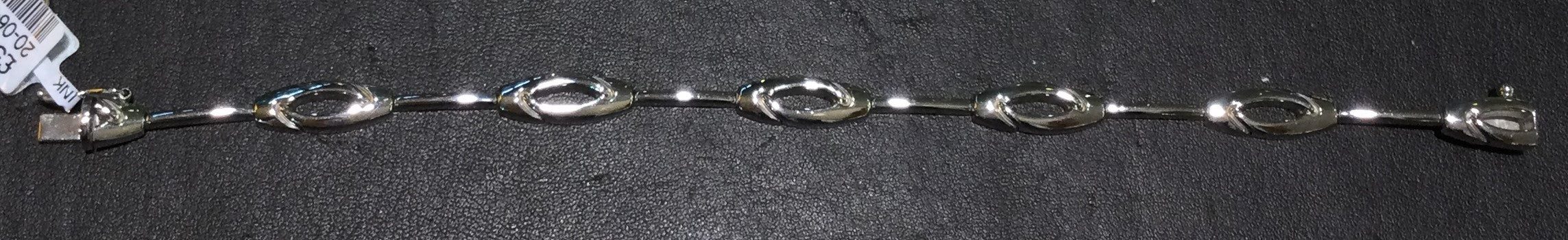 9ct White Gold Bar/Mrq Open Link
