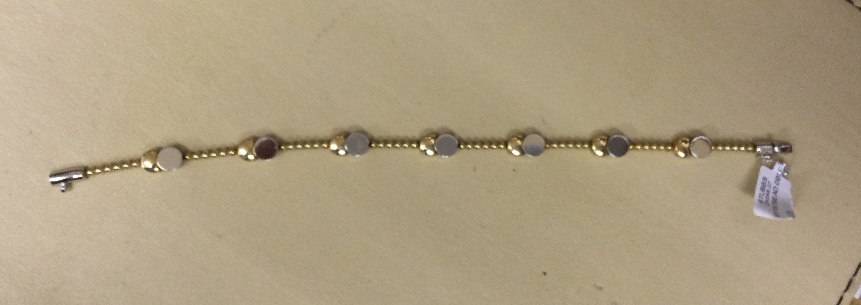 9ct yellow and white gold Bead Dble Circle Holl