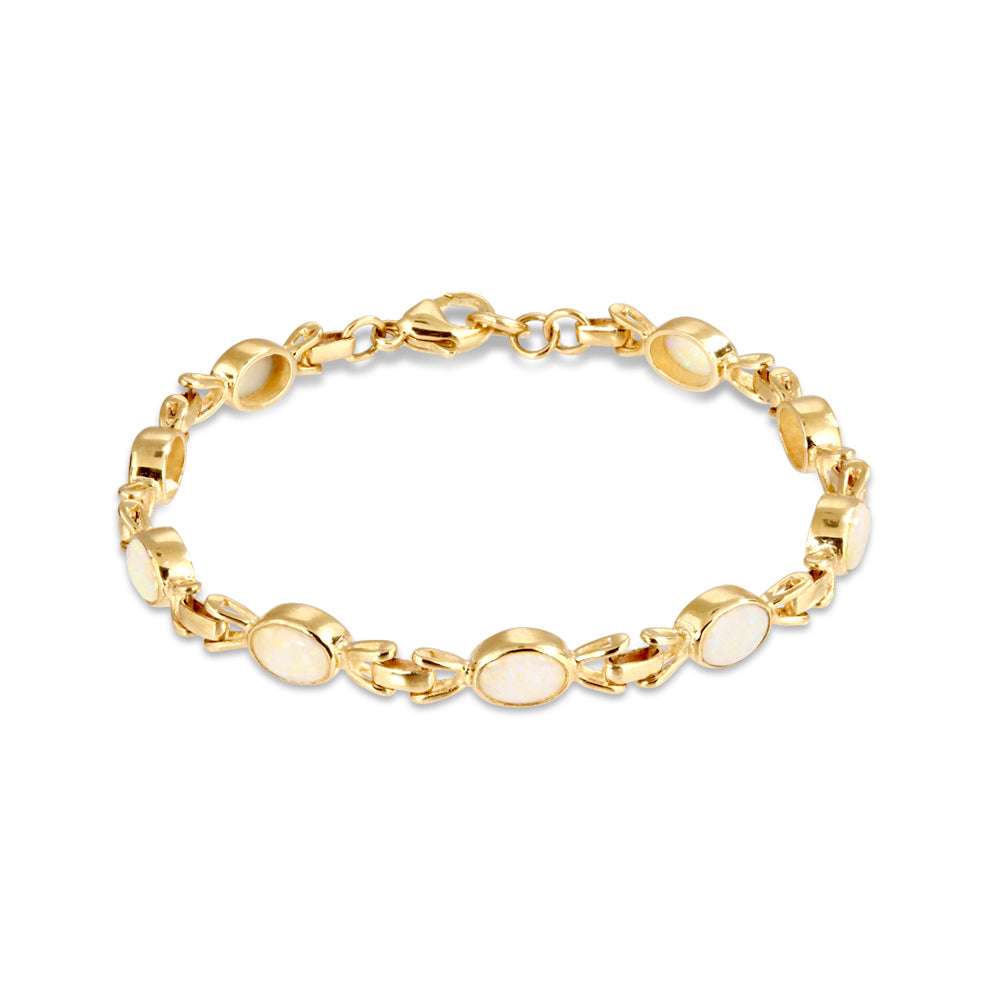 9ct Yellow Gold 9 Ov Opal Alt Links