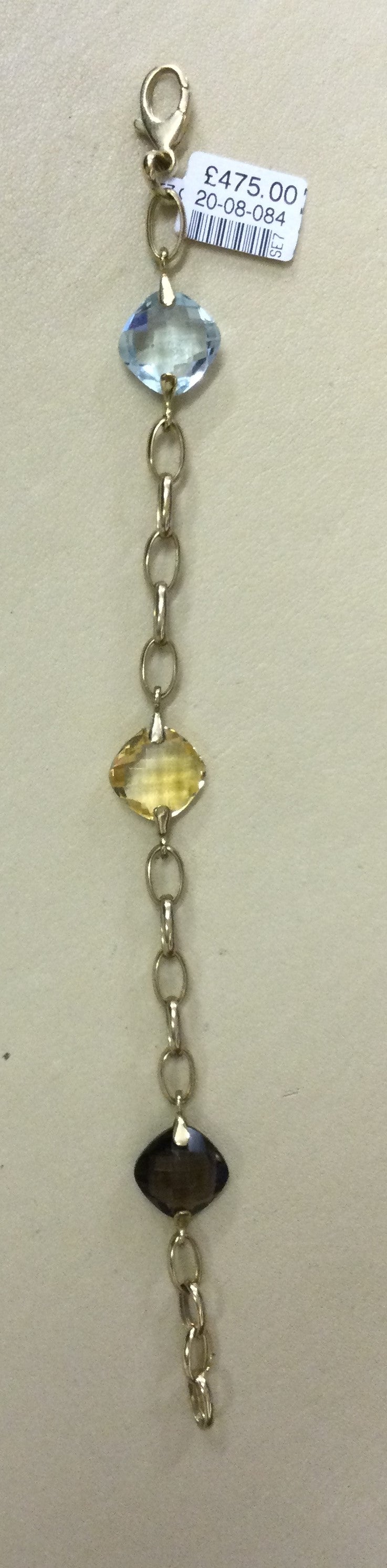 9ct Yellow Gold B.Top/Cit/Smqtz Ov Lnk