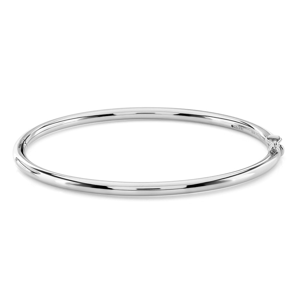 9ct White Gold Polished Solid Gold Bangle