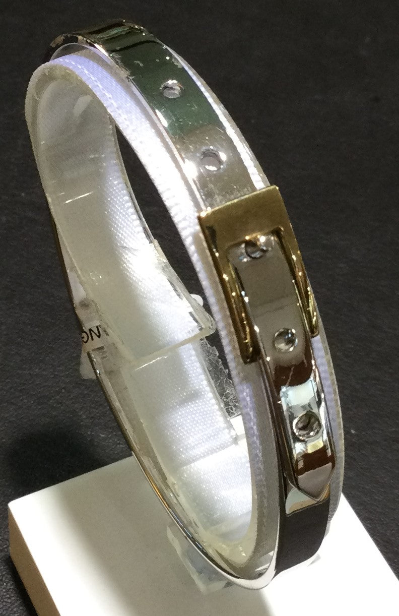 9ct Yellow and White Gold Buckle Bangle
