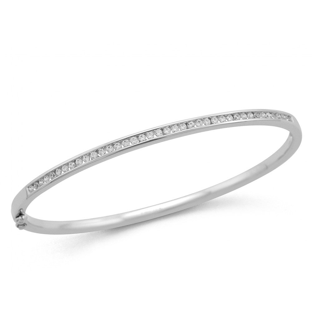 9ct White Gold 39di Chan Set Bngle