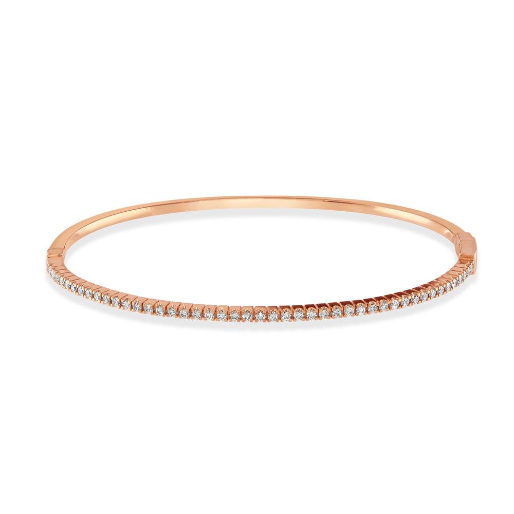 0.59ct Claw Set Round Brilliant Cut Diamond 18ct Rose Gold Bangle