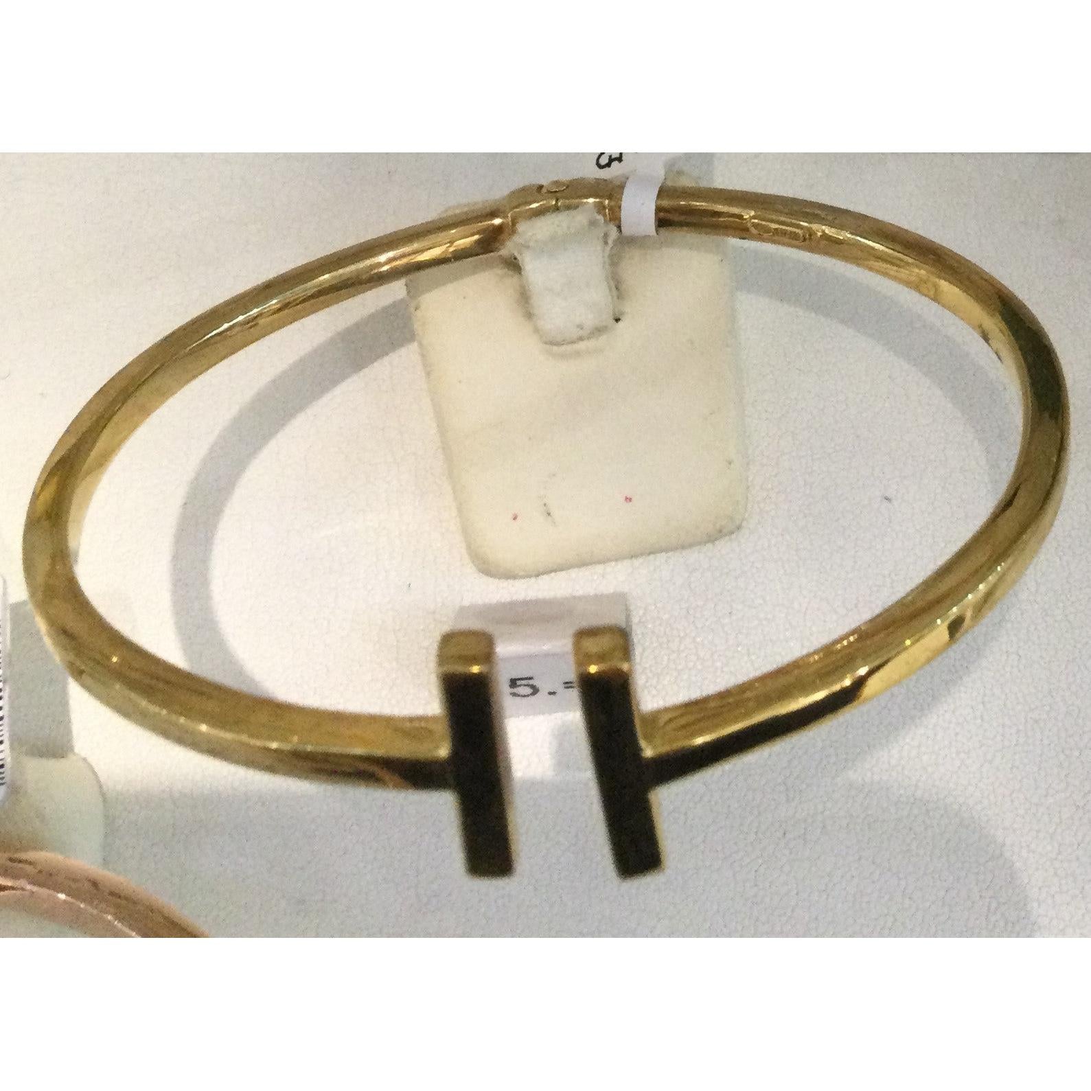 Silver yellow gold plated torque hinged bangle