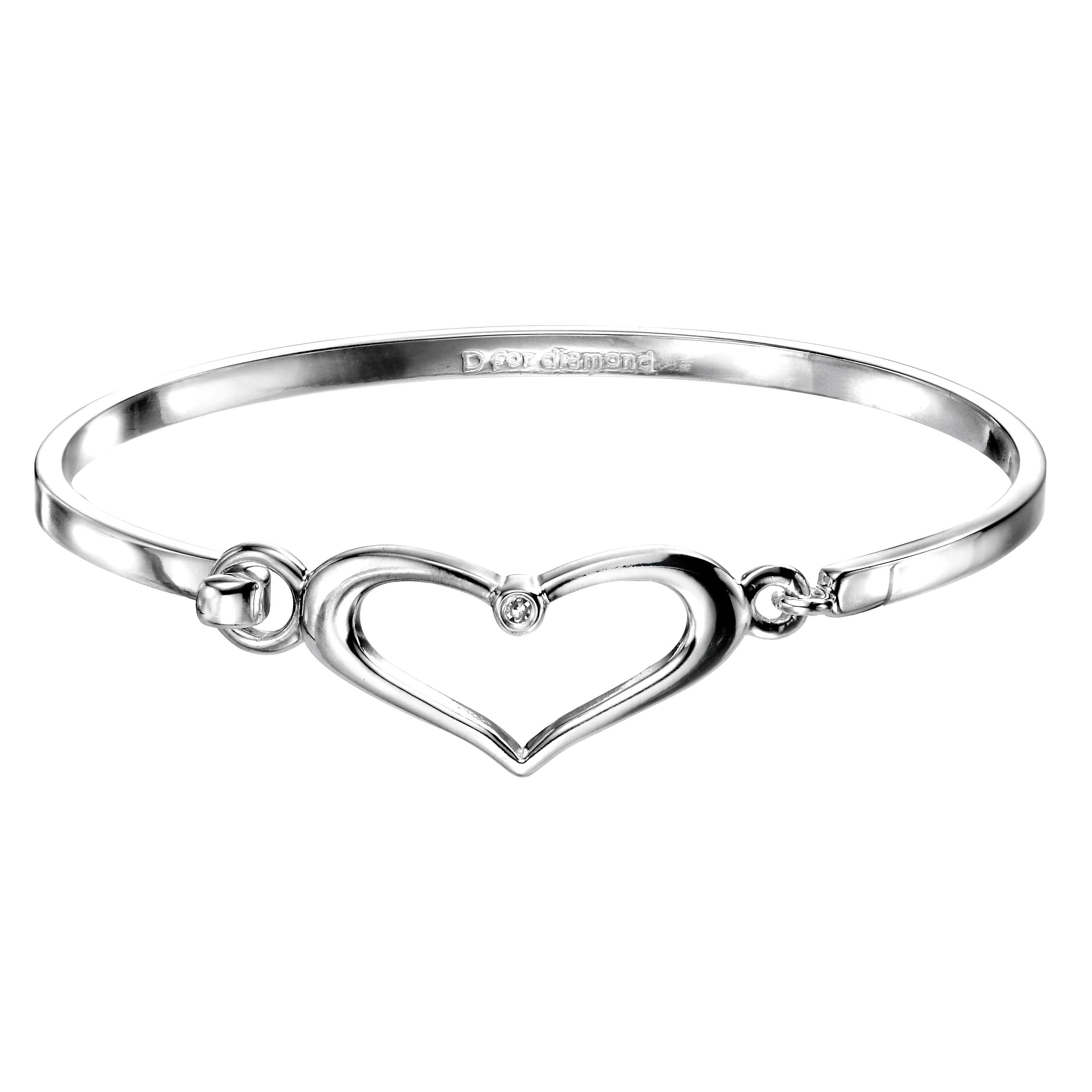 Silver Cut Out Heart Bngle