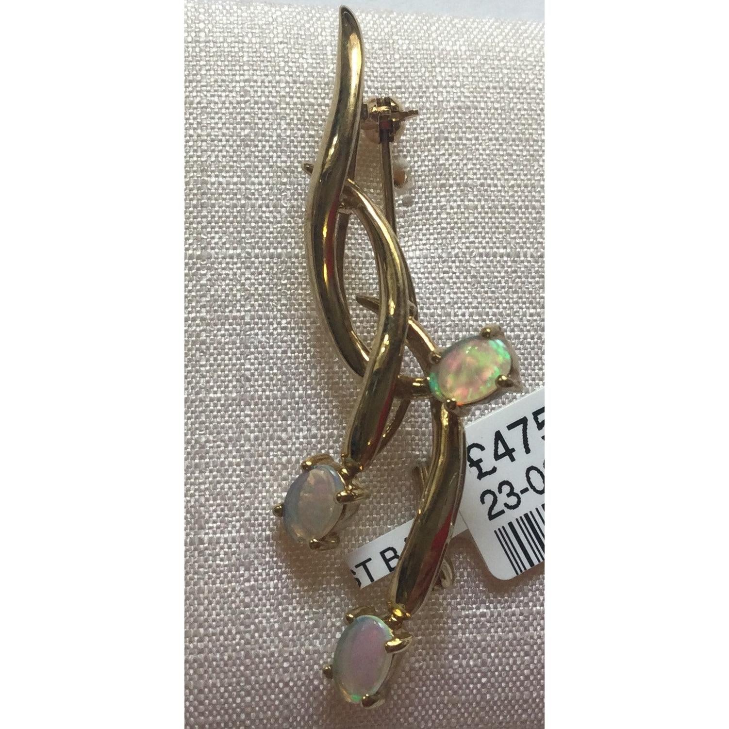 9ct gold  3 Opal Fancy Twst Bar