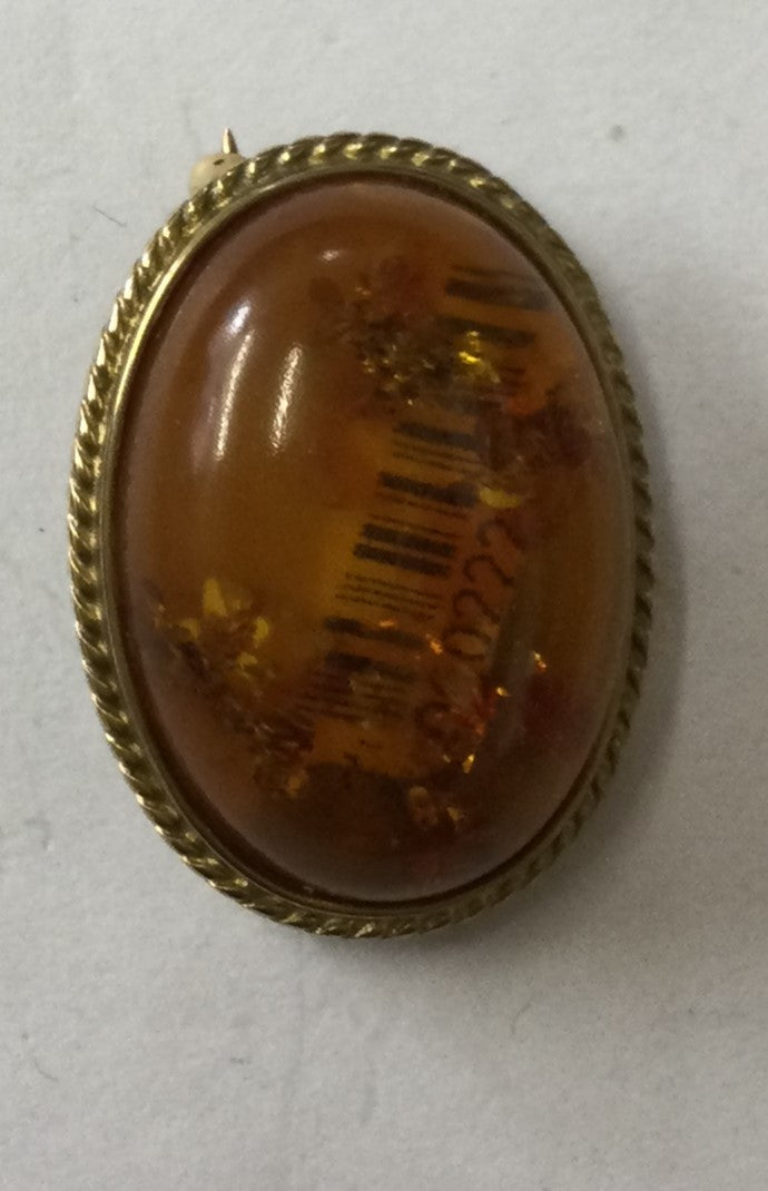 9ct Yellow Gold Rope Edge Amber