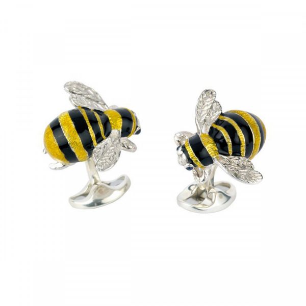 Silver & Enamel Bumblebee Cufflinks