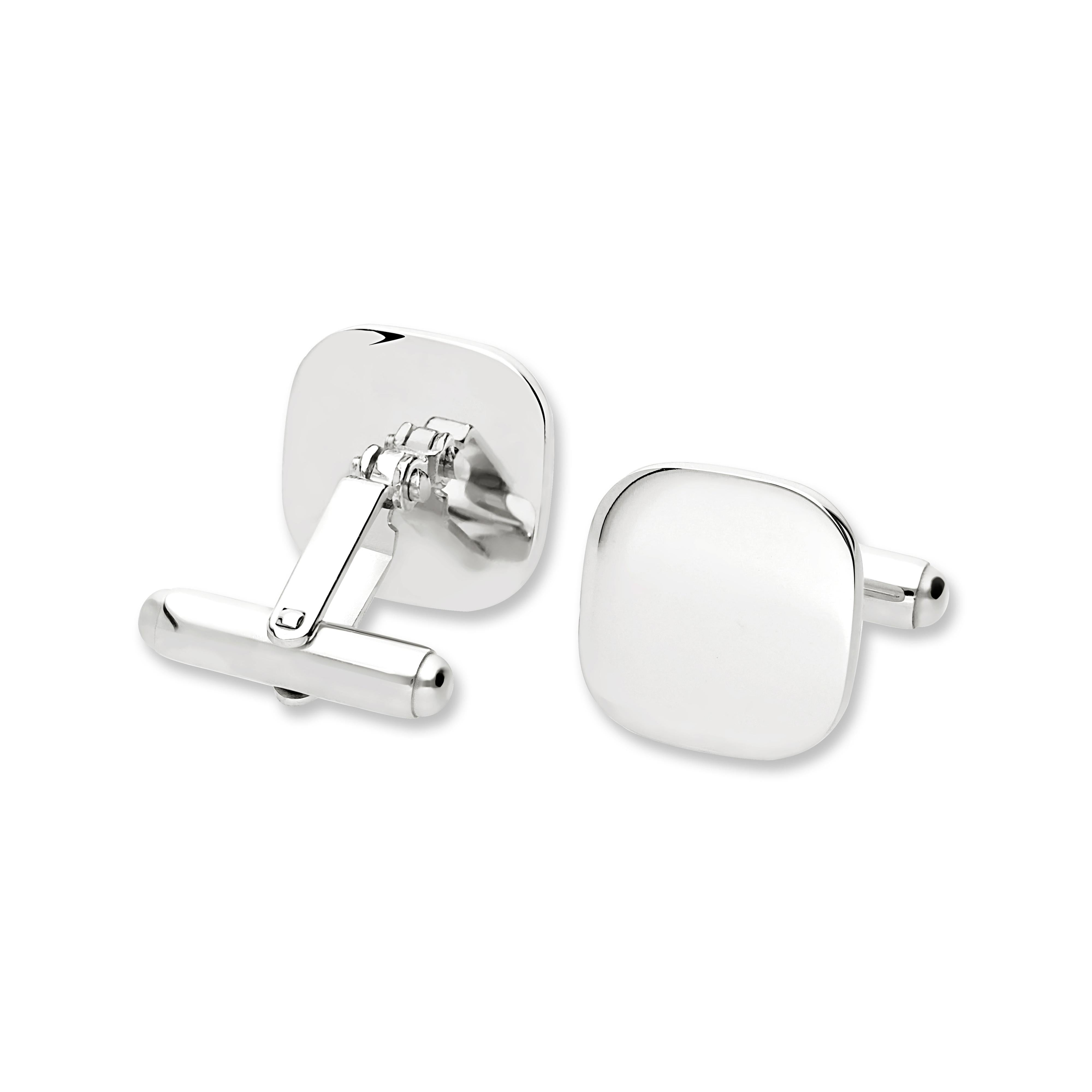 Silver Cushion Shaped Polished Cufflinks