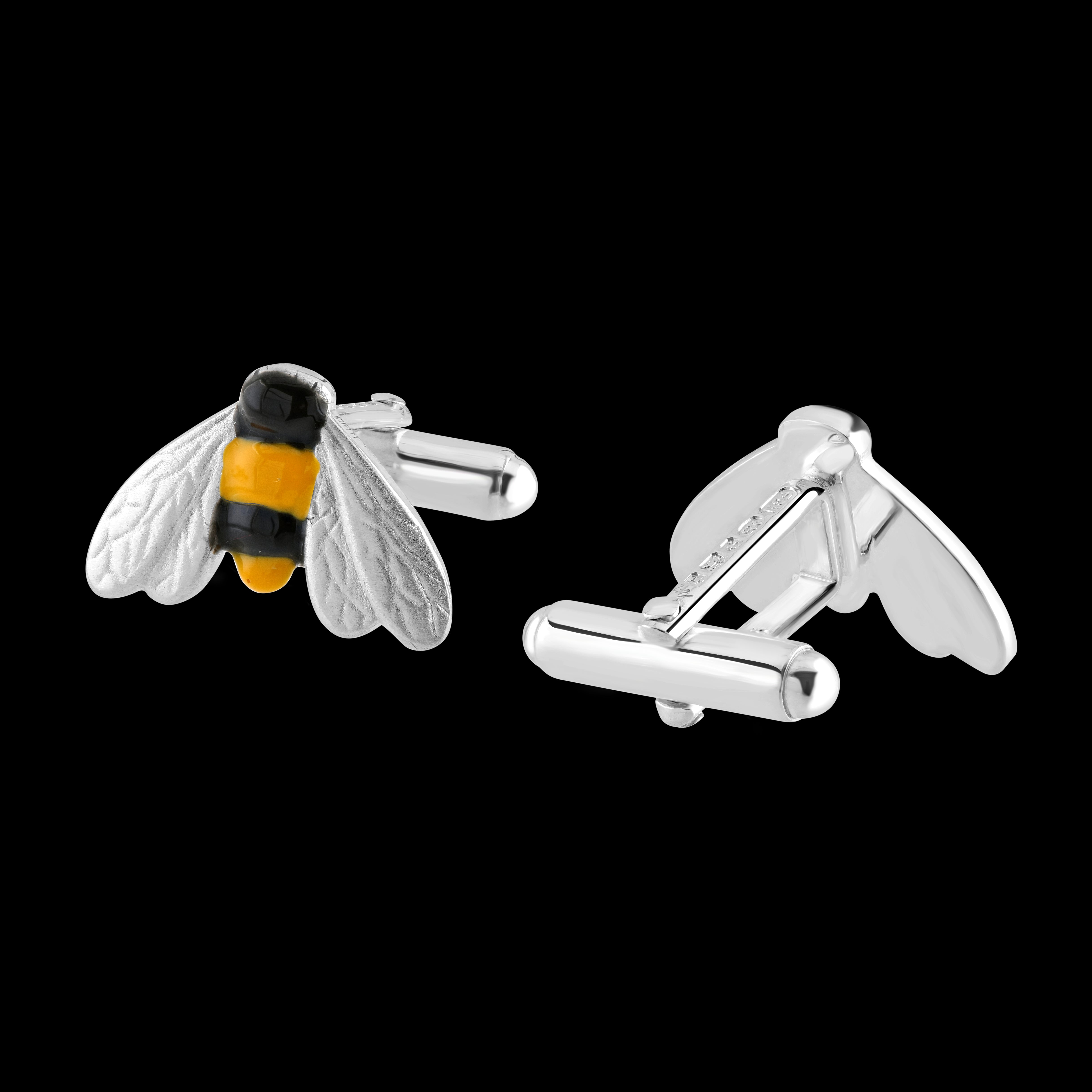 Silver & Enamel Bee Cufflinks