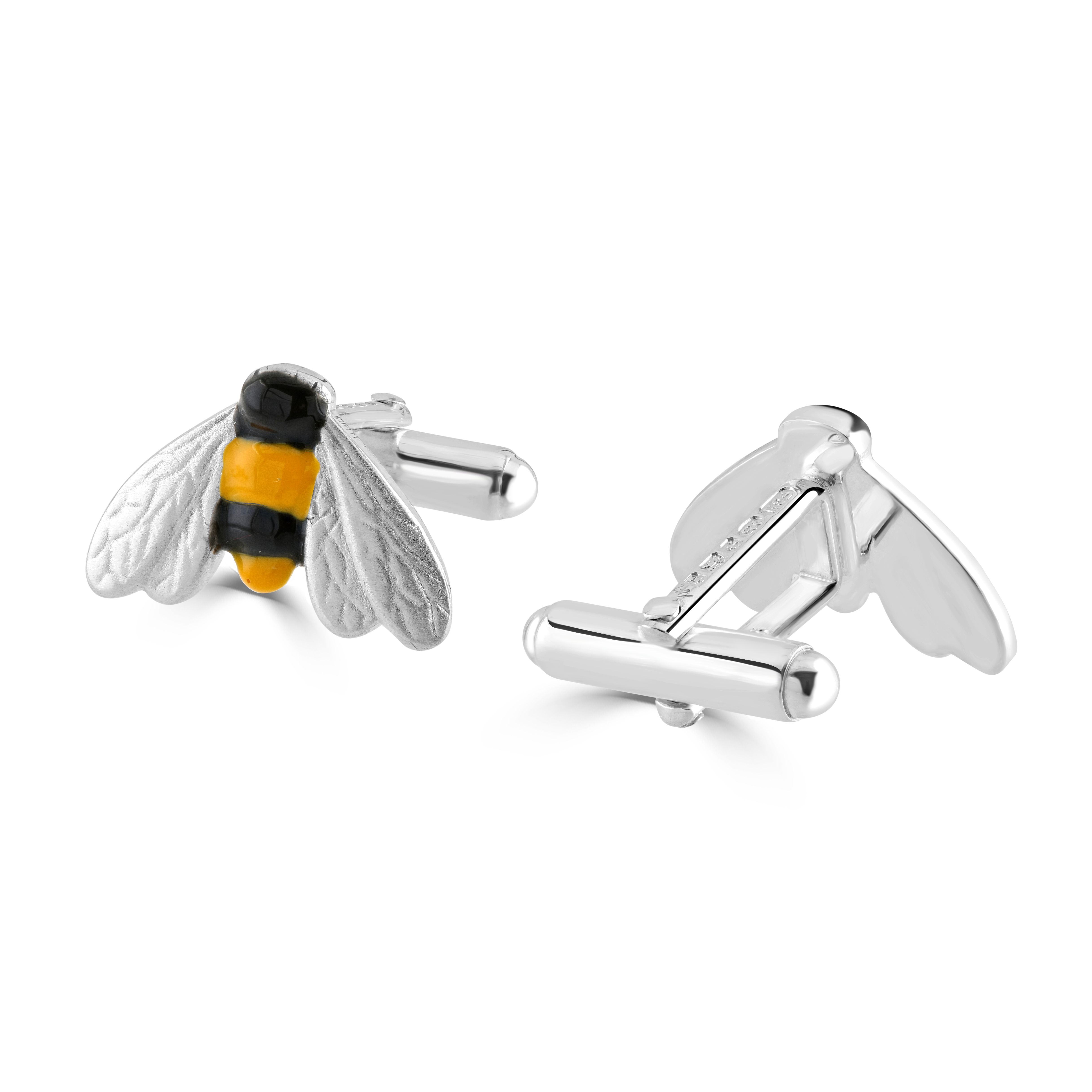 Silver & Enamel Bee Cufflinks