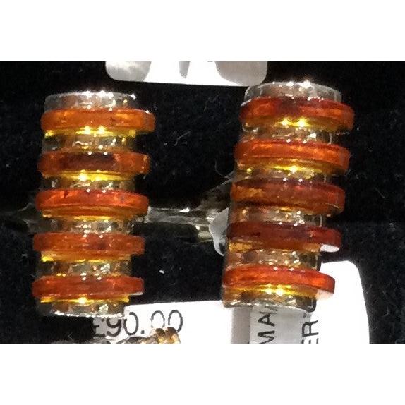 Silver Amber Ridged C'links