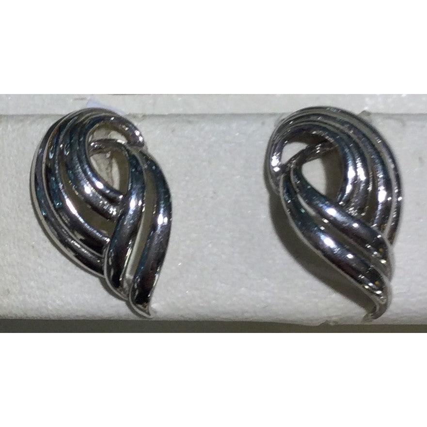 9ct White Gold T.Drp Scroll Pol Std