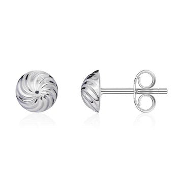 9ct White Gold Swirl Stud