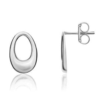 9ct White Gold Open Oval Stud