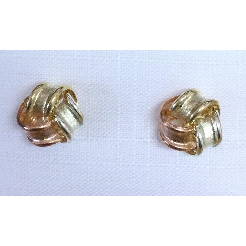 9ct rose, white and yellow gold Frosted Knot Stud