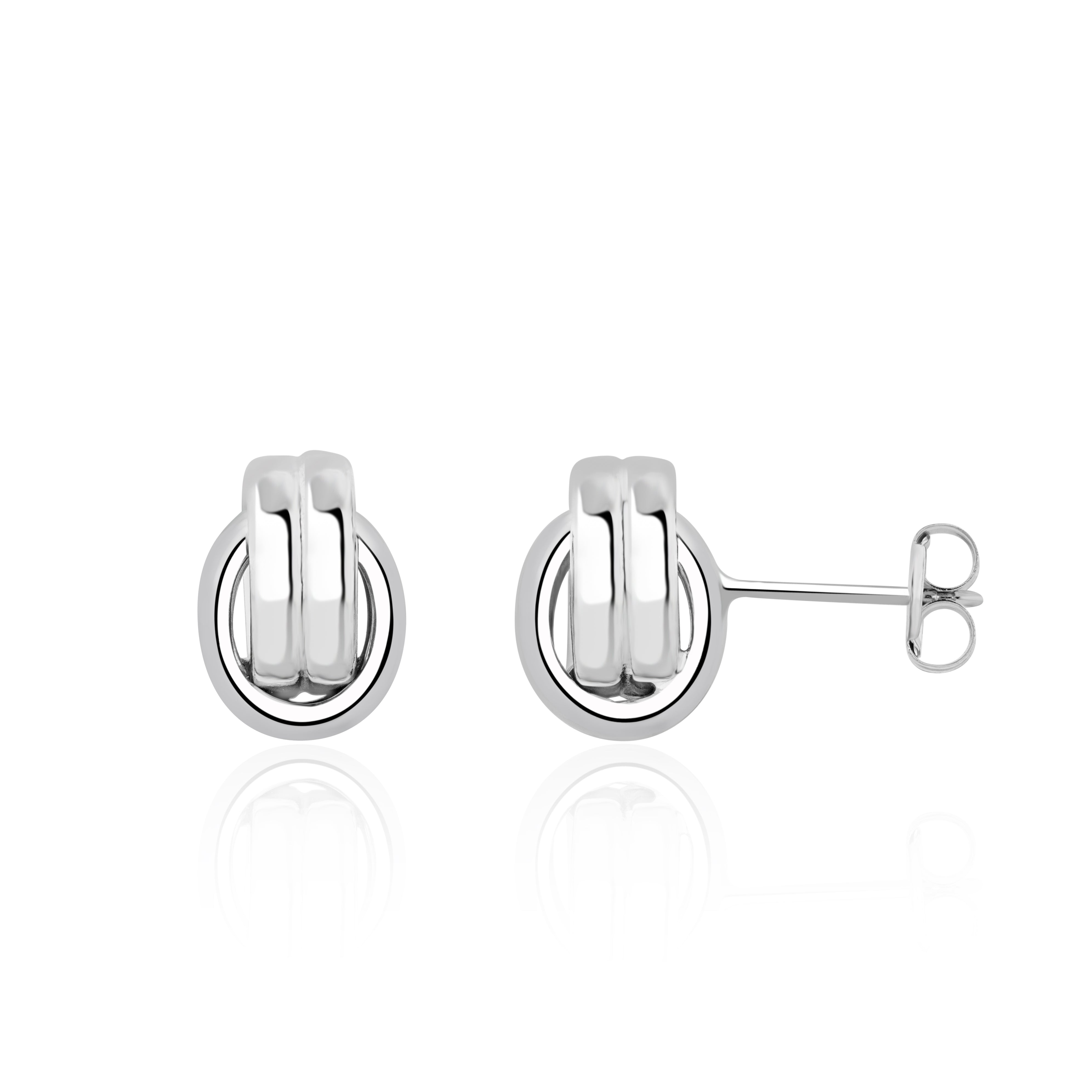 9ct White Gold Overlapping Circle Knot Stud Earrings