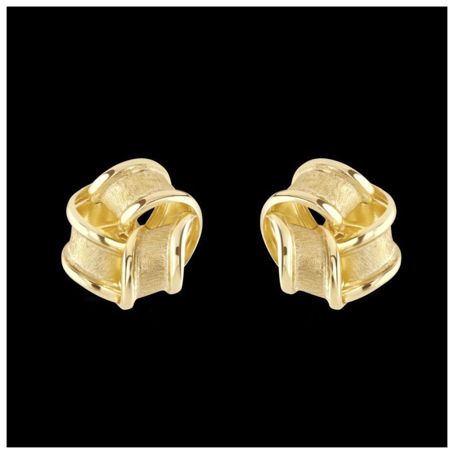 9ct Yellow Gold Satin & Polished Ribbon Knot Stud Earrings