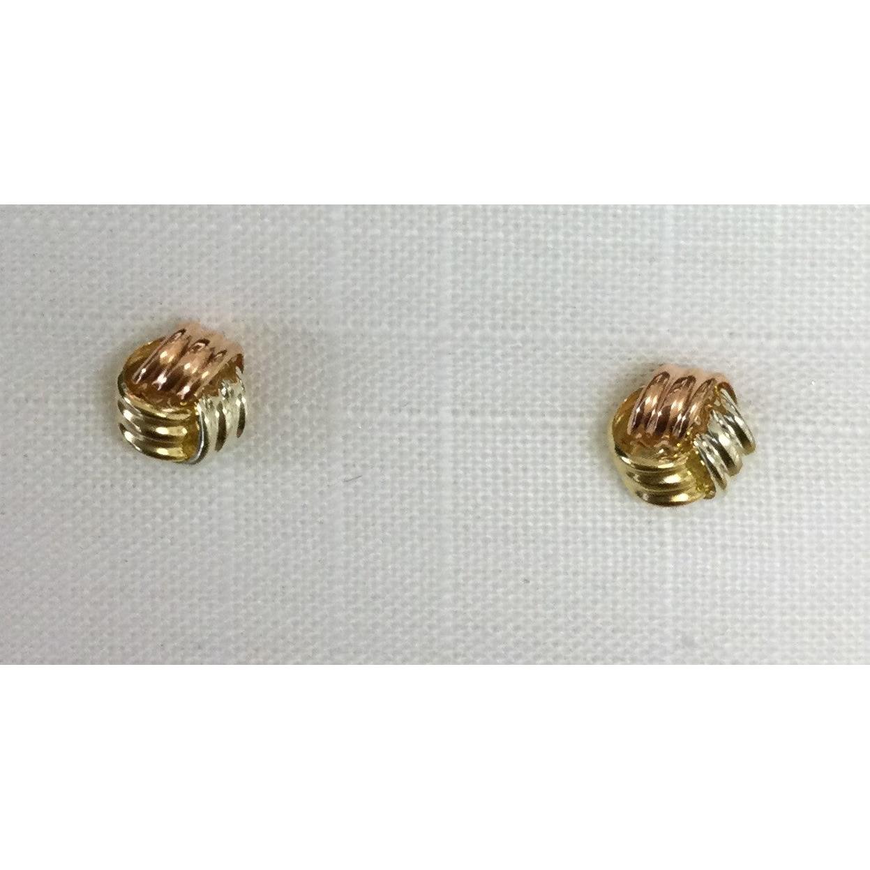 9ct yellow, white and rose gold Sml Ribbed Knot