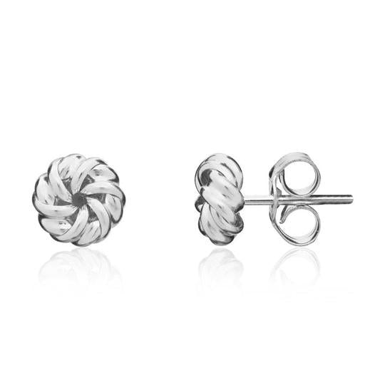 9ct White Gold 6 strand Knot earrings