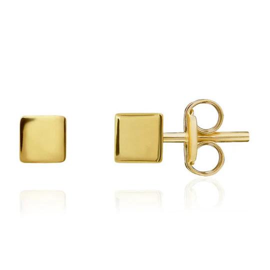 9ct Yellow Gold Polished 4mm Cube stud