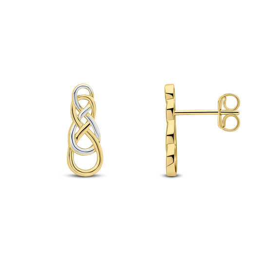 9ct White & Yellow Gold Fancy Figure 8 Stud Earrings 16mm